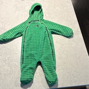 Northface Striped green bunting snowsuit with double zipper
